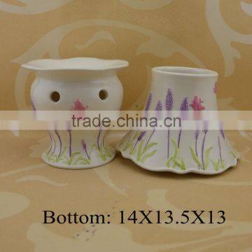 Hand Painted Lavender Shape Ceramic Fragrance Oil Burner With Tealight Candle photo-2