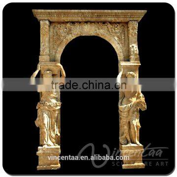 China Stone Carving Home Decoration Archway Red Door Marble Frame Sculpture photo-2