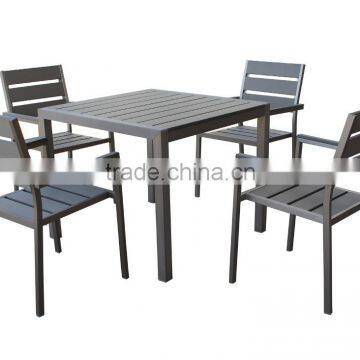 alumium polywood square dining table with chair restaurant set