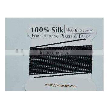 0.7mm black 100% silk beads cord with needle