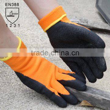 NMSAFETY black latex coated orange cotton knitted industrial safety working gloves