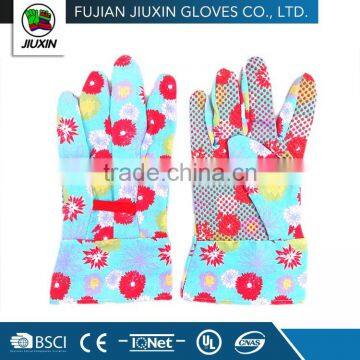 JX68C325 PVC impregnated on palm Drill cotton kids gardening gloves