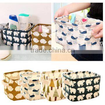 Cute Linen Desk Storage Case Cosmetic Stationery Jewellery Organizer Holder photo-3