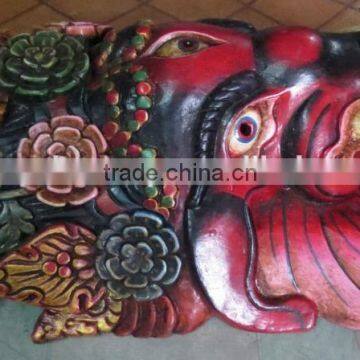 Hand Crafted Wooden Mask of Hindu Lord Ganesh Wall Hanging Made In Nepal photo-2