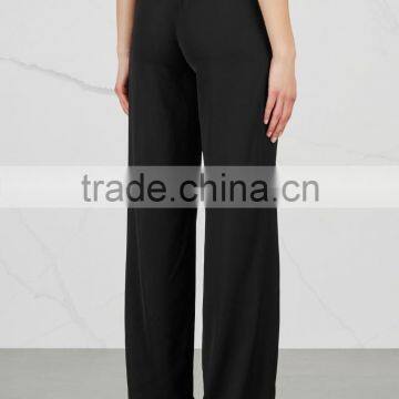 Wholesale Women Apparel Elasticated Drawstrint Waist Black Satin Trousers(DQE0354P) photo-2
