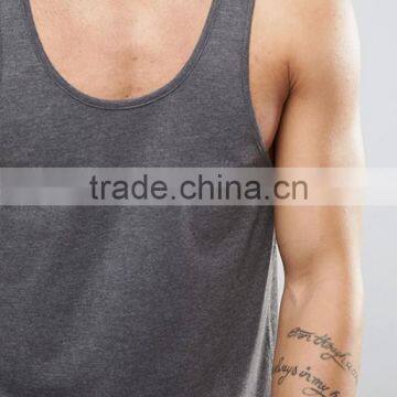 2017 Cheapest High Quality New Design Custom Dark Grey Color Gym Wear Comfortable 100% Polyester Fashion Men's Sport Vest photo-3