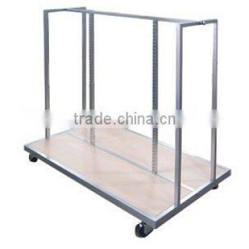 Double Hangrail Merchandiser With White Shelves Garment Display photo-2