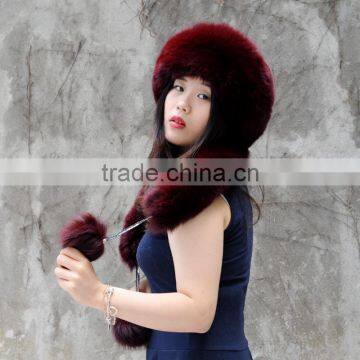 CX-C-175D Grey Fashionable Women Warm Genuine Fox Fur Women Hat photo-4