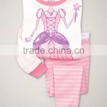 girls long sleeved princess pajamas suits kids nightgown