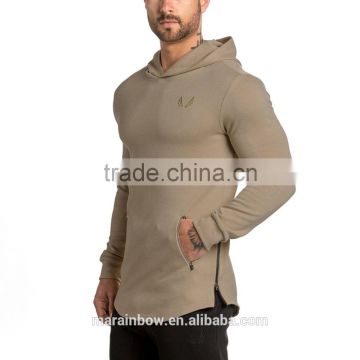 hot sale latest design tracksuit top 100% cotton muscle fitted curved hem gym hoodie fitness men's clothing wholesale gym wear