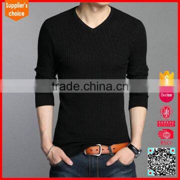 Latest Style 100% Cotton Mens Popular Sweaters v Neck Ribbed Sweater photo-2