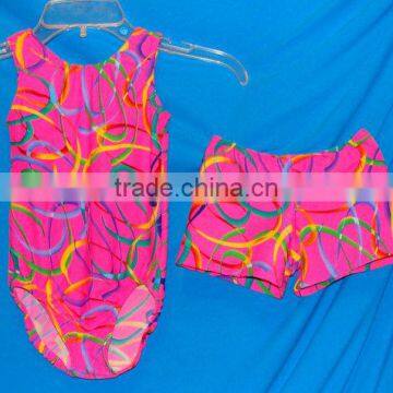 Gymnastics Leotard Babies,Toddlers, Girls in pink confetti with Matching Shorts