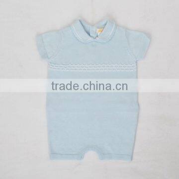 Fashion Turn-down Collar Cotton Baby Romper Trim Contrast Color One Piece Sweater photo-2