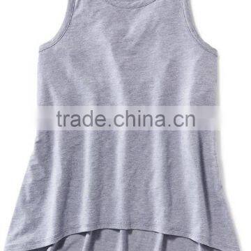 90% Ctn, 10% Mel, S/J, 160 Gsm, Children Girls Tank Top and Back Side Long