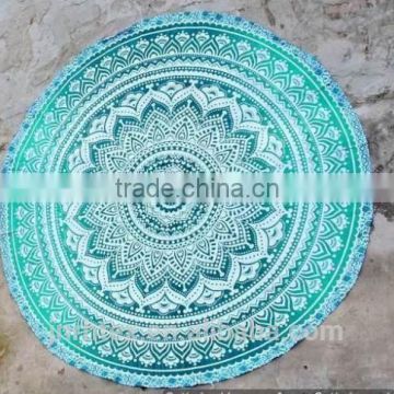 Custom cotton printing round beach towels with tassels