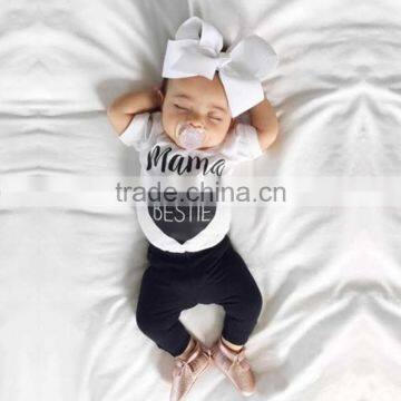 S17532A Girl Cotton Bodys Love Pattern Mom's My Bestie Jumpsuit Summer Jumpsuit photo-2