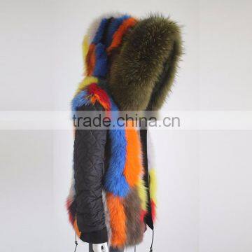 Myfur Customized Real Fur Parka Jackets Factory Price with Big Size Raccoon Fur Hood