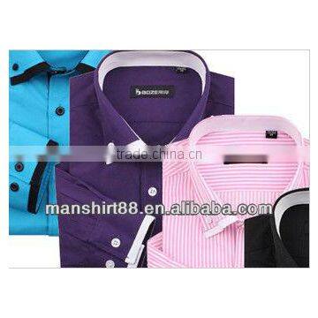 fashion contrst double collar style long sleeve fancy shirts for men