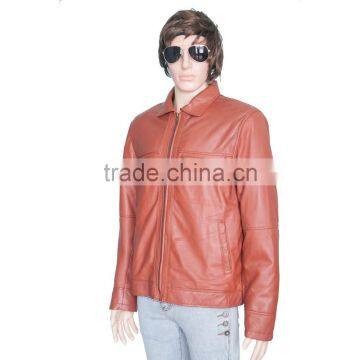 TAN BROWN SHORT BODY LEATHER JACKET photo-3