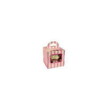 Stripe Pattern Side Window Portable Single Cupcake Box Trays Insert