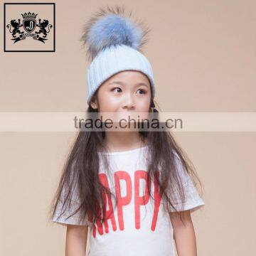 China Wholesale Winter Pompom On Top Funny Baby Beanie Hat With Raccoon Fur Ball