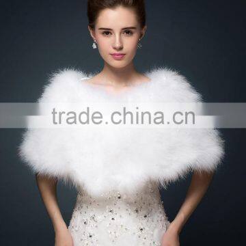 YR724 OEM Factory Real Turkey Feather Cape For Bridal Wedding Cape