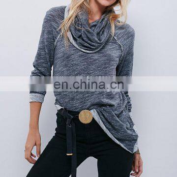 Long raglan sleeves oversized turtleneck knitted slouchy pullover