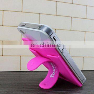 lovely pink silicone phone accessories ,back card sets brackets for mobile phone