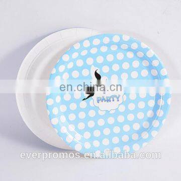 Hot Sale Recycled Disposable Round Square/The Princess Crown Stripe Paper Plates Producer