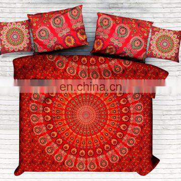 Indian 2017 Red Mandala Duvet Cover With Pillow Cover Queen Size Doon Cover Cushion Cover