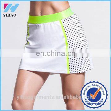 Yihao Custom Women White Tennis Skirt Sportswear Fitness Dress Clothing Wholesale