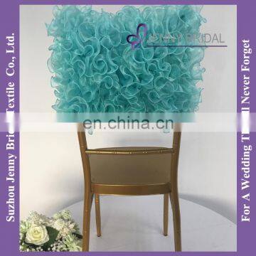 C005S Organza Turquoise Square Top Half Back Chair Covers photo-2