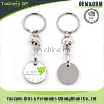 Customize Metal Keyring soft enamel Trolley Coin Key Ring With Engraved Logo