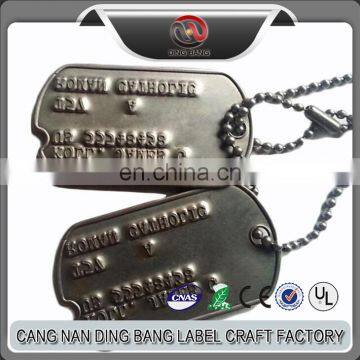 Wholesale Cheap Ball Chain Type Custom Metal Antique Embossed Military Pet ID Tag