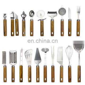 19 PCS Kitchen Accessories With Acacia Wood Handle Kitchen Gadget Set