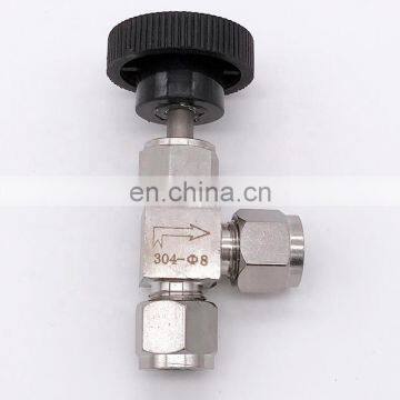 Adjustable Right angle needle 6 8 10 12mm 1/8 1/4 3/8 inch hard tube SS304 Flow Control shut off crane needle valve