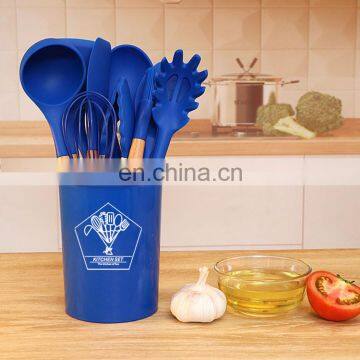 Kitchen Utensils Set 12 Pcs Silicone Non-stick Cooking Utensils Set Beech handle  Kitchenware Set