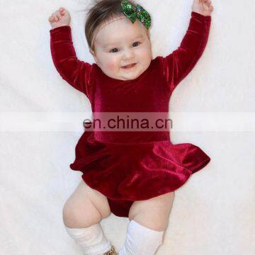 Baby Velvet Dressy Romper Christmas Onesie Baby Bodysuits photo-2