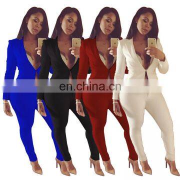 Hot Selling Long Sleeves Two Piece Office Lady Sexy Blazer Business Suit Sets photo-2