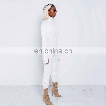 Autumn New Multicolor Women Sexy Tight-fitting Zipper Jumpsuit Pleated Solid Color Bodysuits photo-2