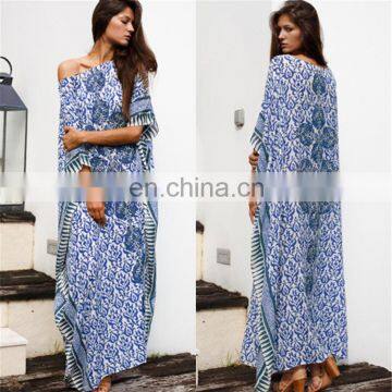 Summer Dresses Casual Women Dresses Bohemian Beach Dresses flower Printed Robe Femme Longue 140cm length