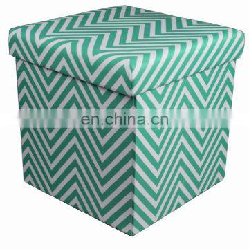 Customized factory wholesale Satin W stripe folding ottoman chair  with storage