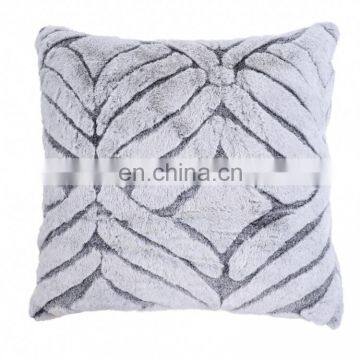 Decorative Luxury Warm sofa 100% polyester cutting rabbit faux fur square shape gray cushion custom cushions