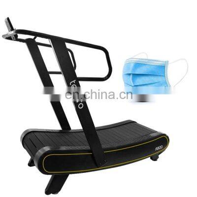 body building home gym equipment non-motorized self-generated manual curved  treadmill semi-commercial running machine