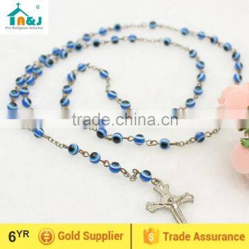 Plastic rosary bead cross necklace