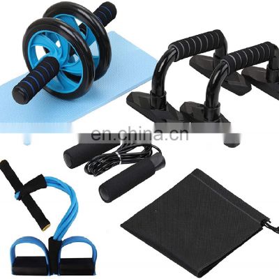 Ab Exercise Wheel Roller Group Jump Ropes Push Up Bar Set With Handle Knee Pads For Gym Abdominal Training