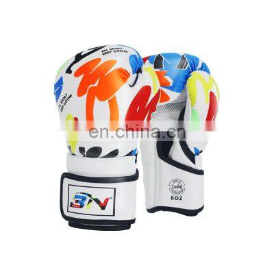 BN Children's Taekwondo Boxing Glove Graffiti Training Sanda Leather Sparring Heavy Bag Workout MMA Pro Mitts Work Tkd