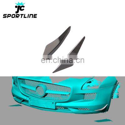 Carbon Fiber C197 Car Bumper Front Canards Fins for Mercedes Benz R197 SLS AMG GT 2010-2014