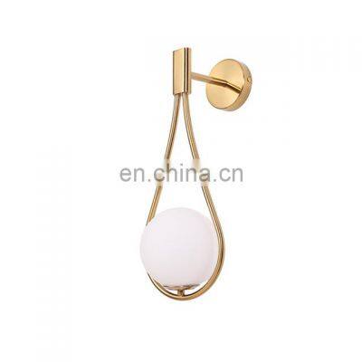 Nordic Modern Wall Lamp Glass Lampshade Metal Bedside Lamp