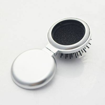 Mini Size Round Pocket Cosmetic Hair Brush With Mirror photo-2